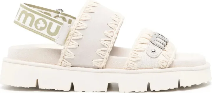Logo-Lettering Suede Sandals
