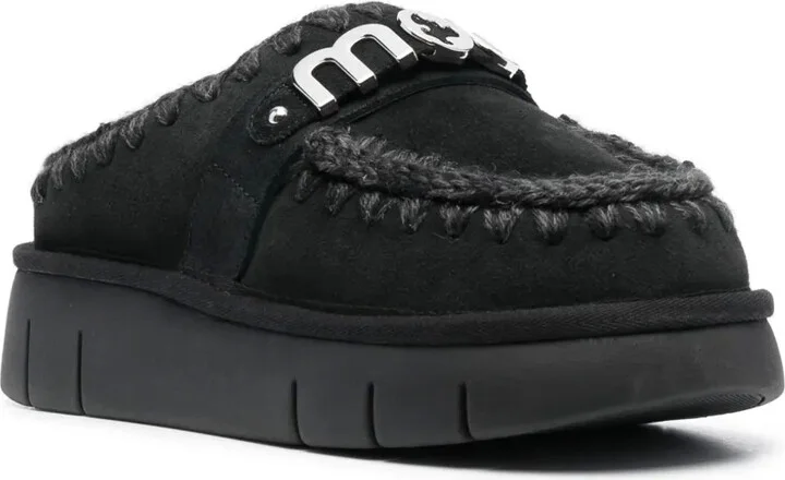 Logo-Lettering Suede Slippers - Image 2