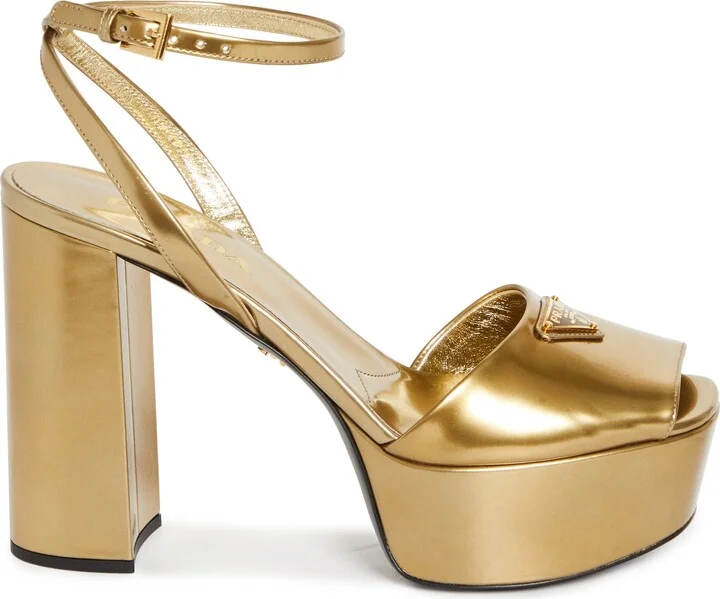 Logo Metallic Leather Platform Sandal - Image 3