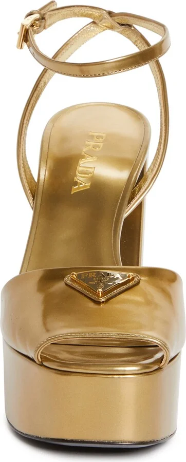 Logo Metallic Leather Platform Sandal - Image 4