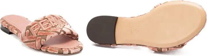 Logo-Motif Velvet Sandals - Image 2