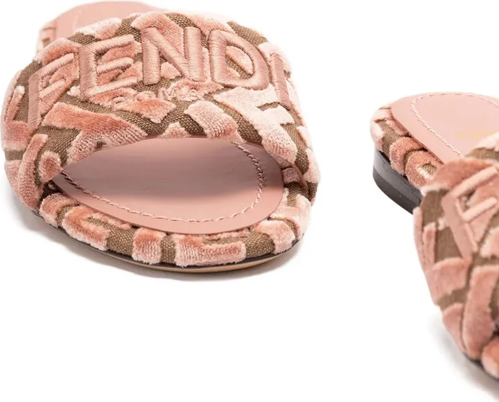 Logo-Motif Velvet Sandals - Image 3