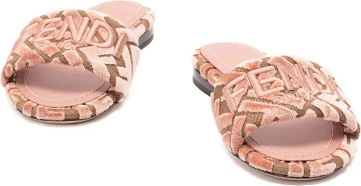Logo-Motif Velvet Sandals - Image 4
