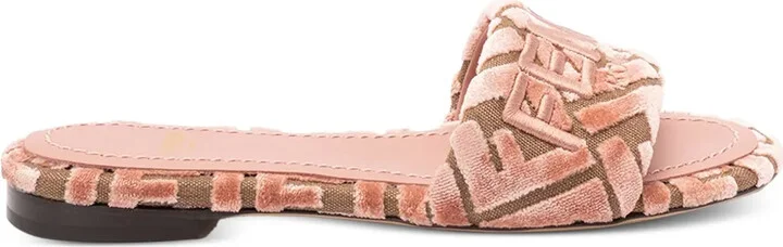 Logo-Motif Velvet Sandals