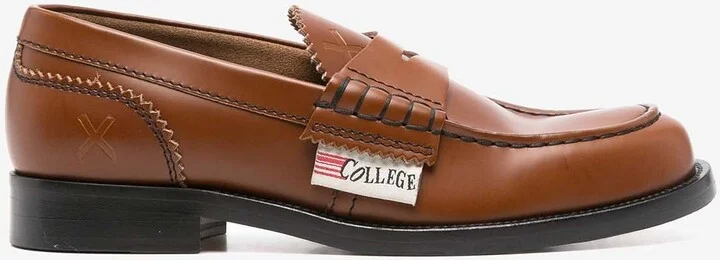 Logo-Patch Calf Leather Loafers