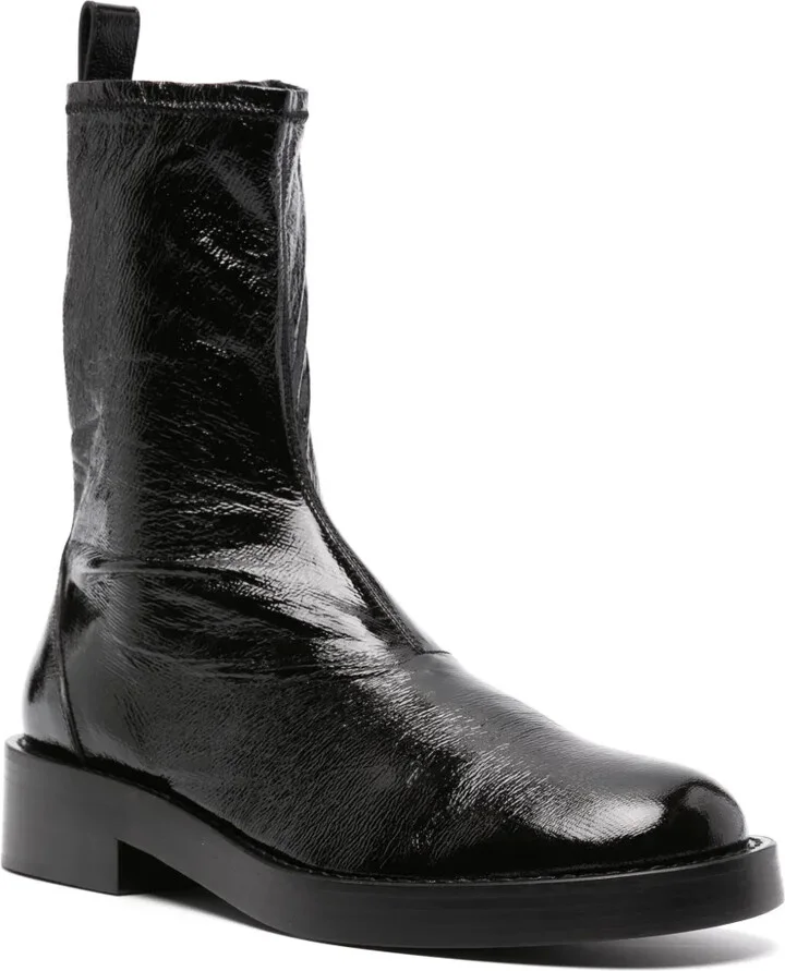 Logo-Patch Cracked-Effect Boots - Image 2