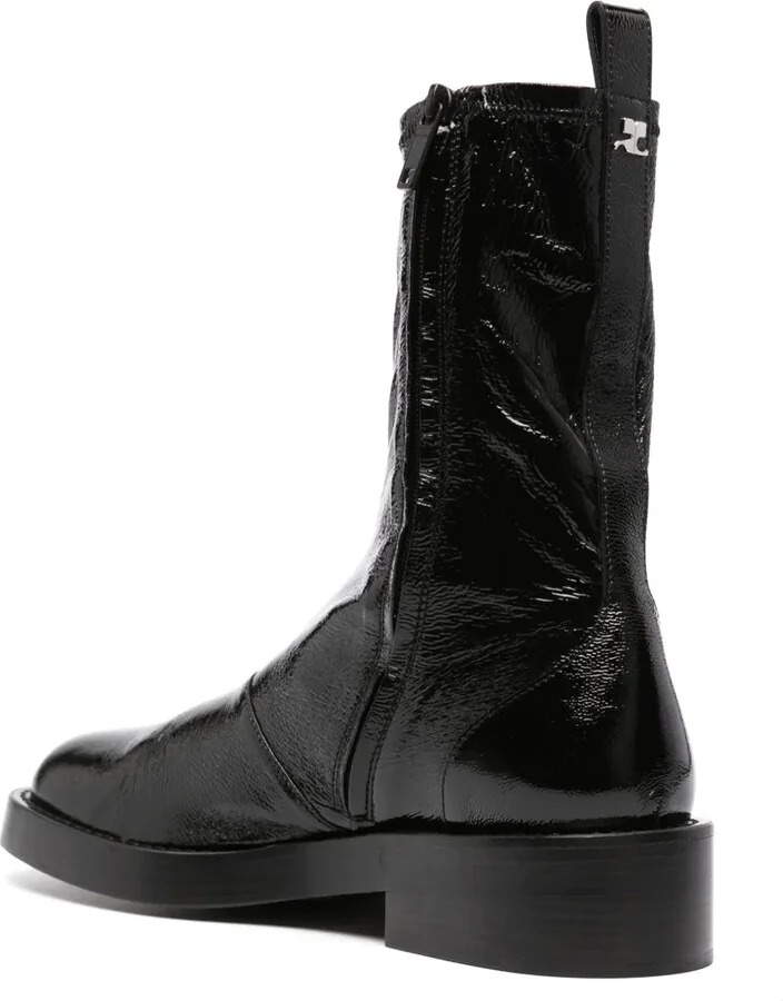 Logo-Patch Cracked-Effect Boots - Image 3
