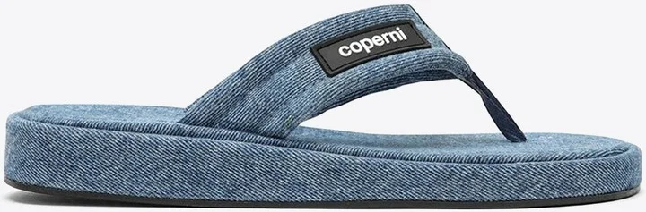 Logo-Patch Denim Flip-Flops