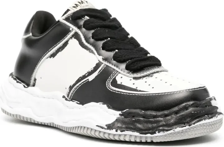 Logo-Patch Faded-Effect Sneakers - Image 2