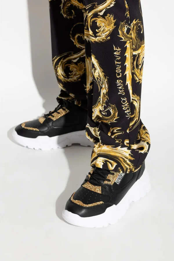 Logo-Patch Glitter-Detailing Sneakers - Image 2