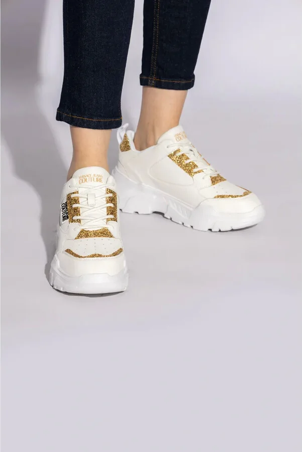 Logo-Patch Glitter-Detailing Sneakers - Image 2