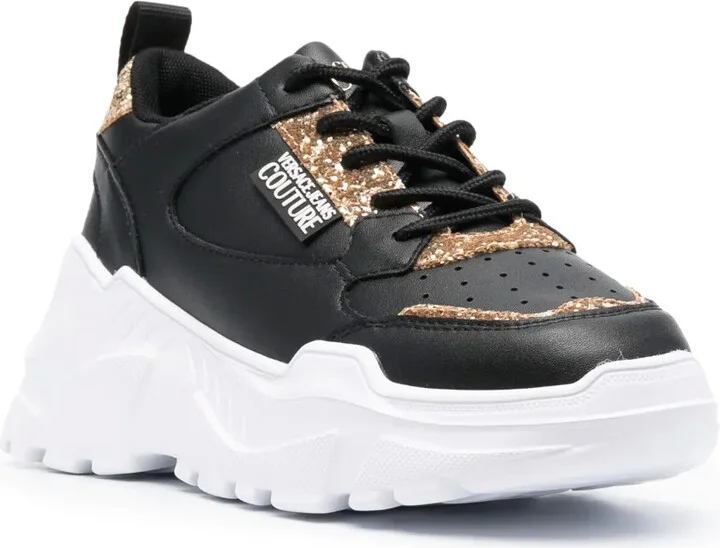 Logo-Patch Glitter-Detailing Sneakers - Image 2