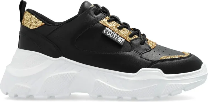 Logo-Patch Glitter-Detailing Sneakers