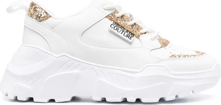 Logo-Patch Glitter-Detailing Sneakers