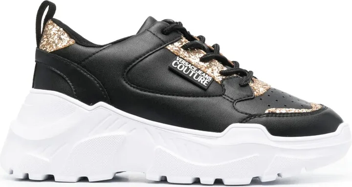 Logo-Patch Glitter-Detailing Sneakers
