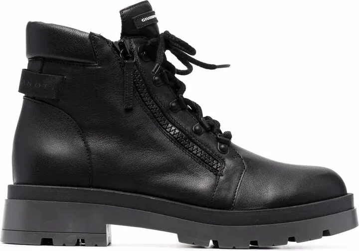 Logo-Patch Lace-Up Boots
