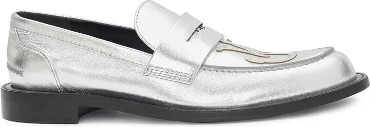 Logo-Patch Leather Moccasin Loafers