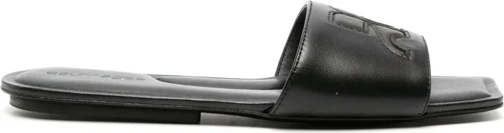 Logo-Patch Leather Slides