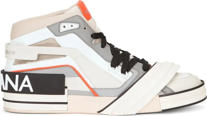 Logo-Patch Panelled High-Top Sneakers