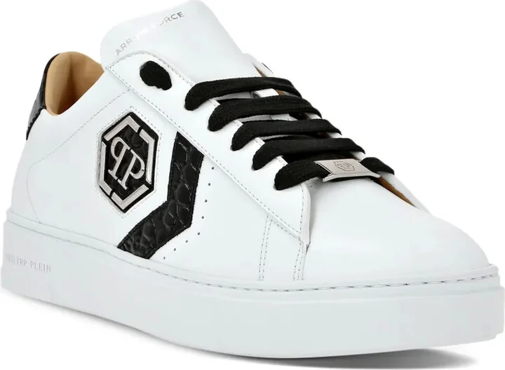 Logo-Patch Panelled Leather Sneakers - Image 2