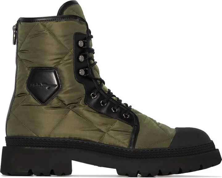 Logo-Patch Quilted Combat Boots