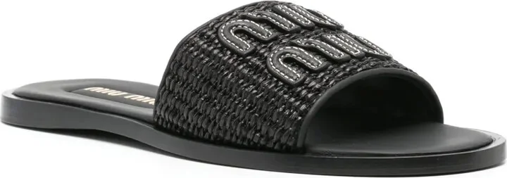 Logo-Patch Raffia Slides - Image 2