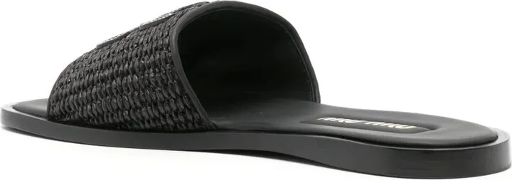 Logo-Patch Raffia Slides - Image 3