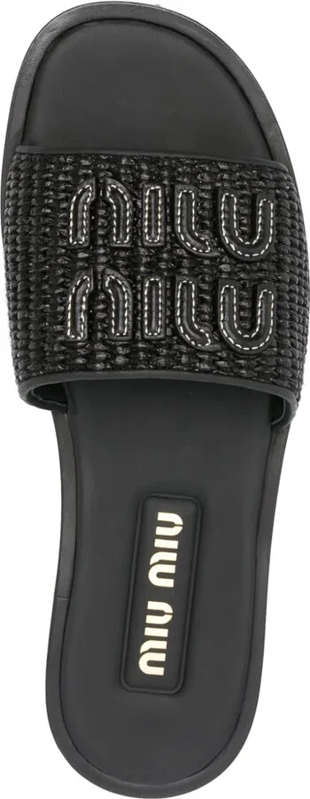 Logo-Patch Raffia Slides - Image 4