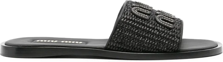 Logo-Patch Raffia Slides