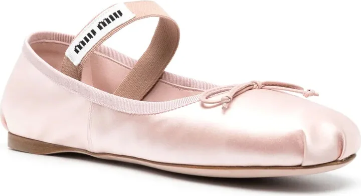 Logo-Patch Satin Ballet Flats - Image 2
