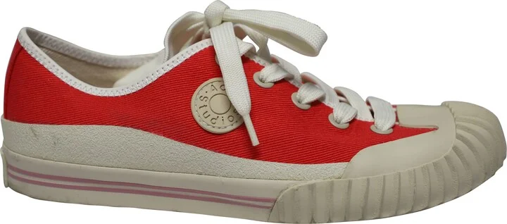 Logo Patch Sneakers in Red Cotton