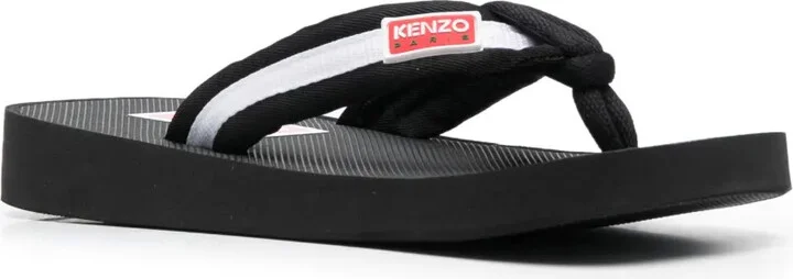 Logo-Patch Striped Flip Flops - Image 2