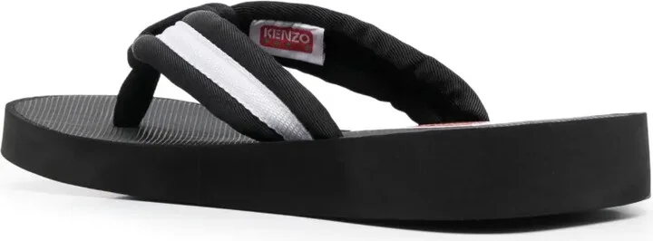 Logo-Patch Striped Flip Flops - Image 3