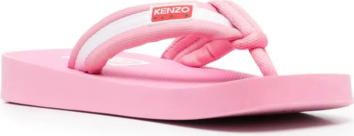 Logo-Patch Striped Flip Flops - Image 2