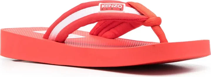 Logo-Patch Striped Flip Flops - Image 2