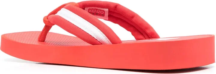 Logo-Patch Striped Flip Flops - Image 3