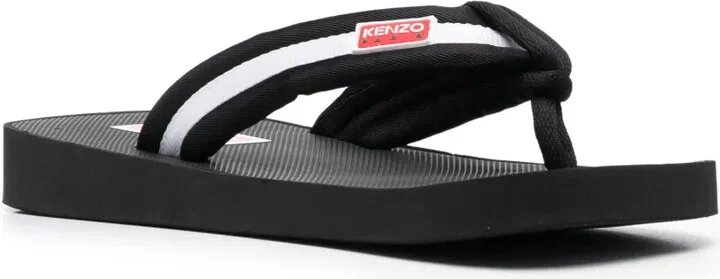 Logo-Patch Striped Flip Flops - Image 2