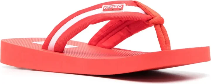 Logo-Patch Striped Flip Flops - Image 2