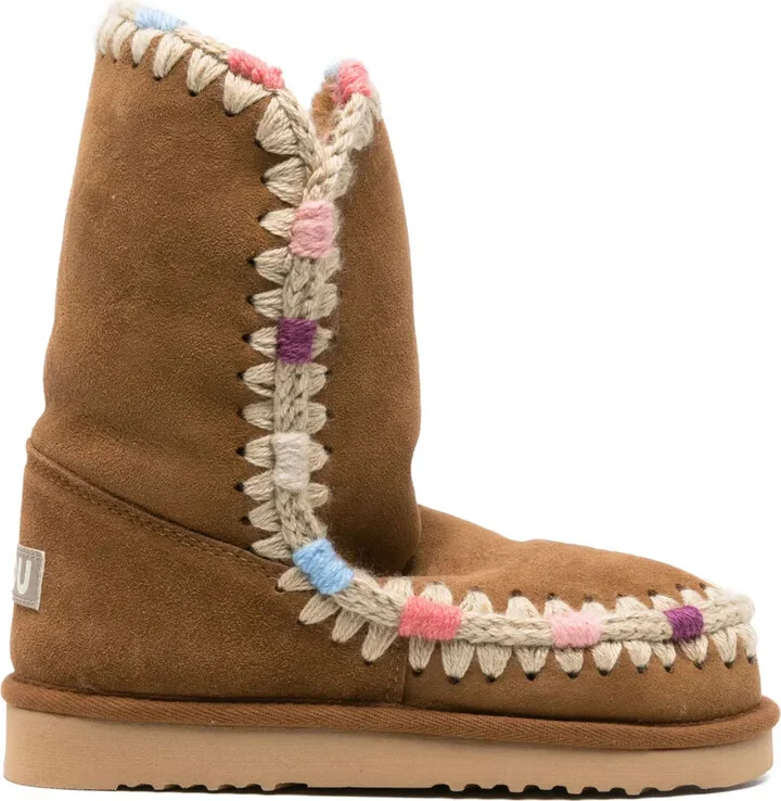 Logo-Patch Whipstitch-Detail Boots