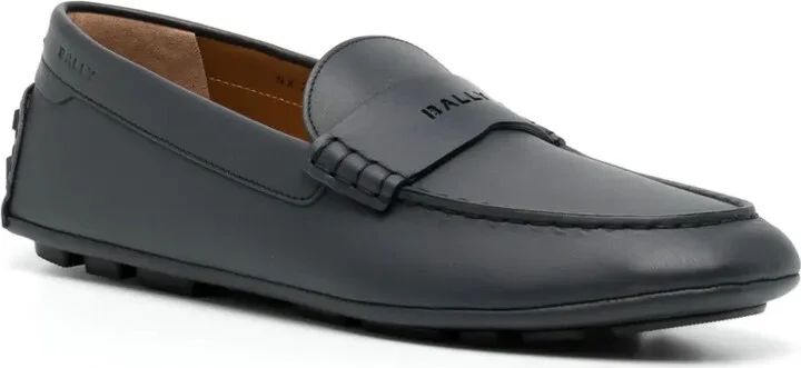 Logo-Perforation Leather Driving Shoes - Image 2