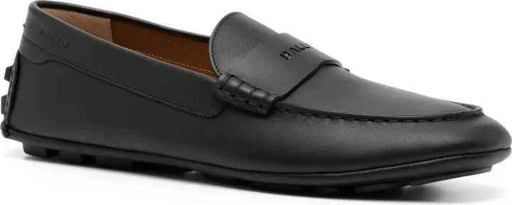 Logo-Perforation Leather Driving Shoes - Image 2