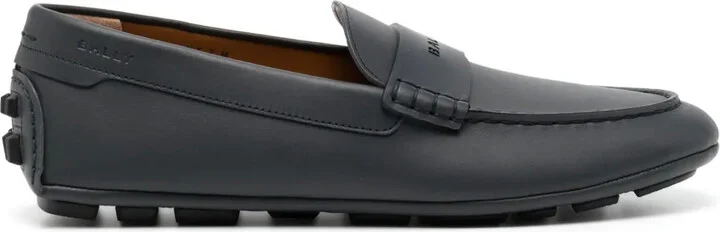 Logo-Perforation Leather Driving Shoes