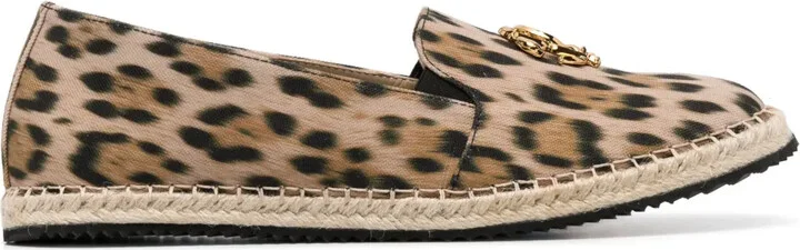 Logo-Plaque Animal-Print Espadrilles