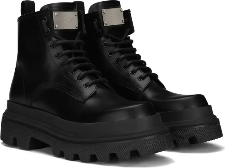 Logo-Plaque Brushed Leather Ankle Boots - Image 2