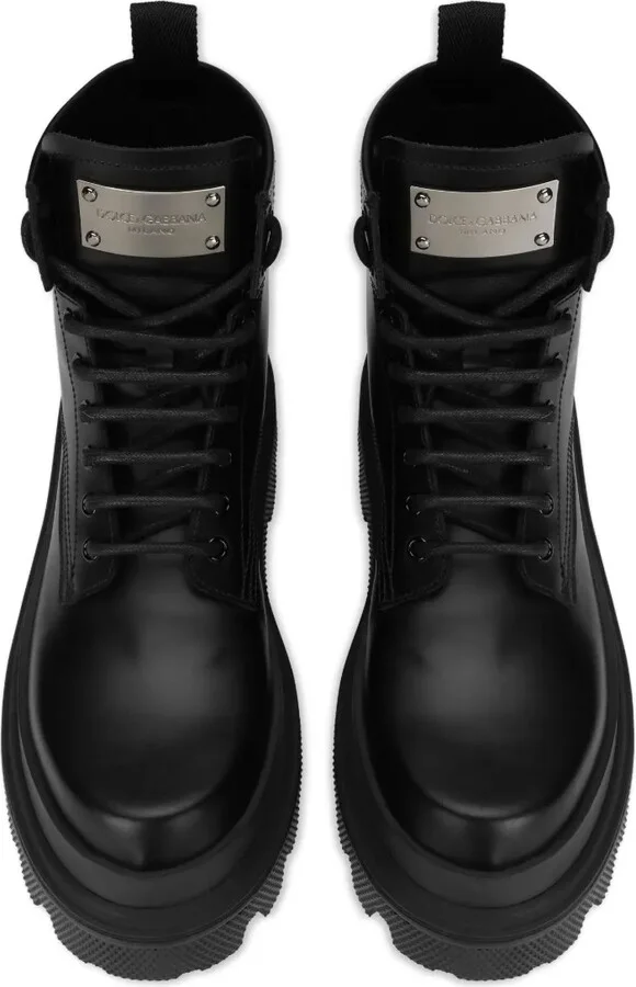 Logo-Plaque Brushed Leather Ankle Boots - Image 4