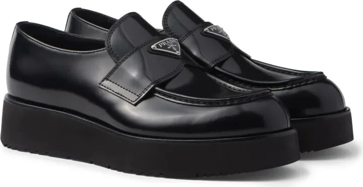 Logo-Plaque Brushed Leather Loafers - Image 2