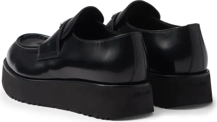 Logo-Plaque Brushed Leather Loafers - Image 3