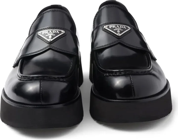 Logo-Plaque Brushed Leather Loafers - Image 5