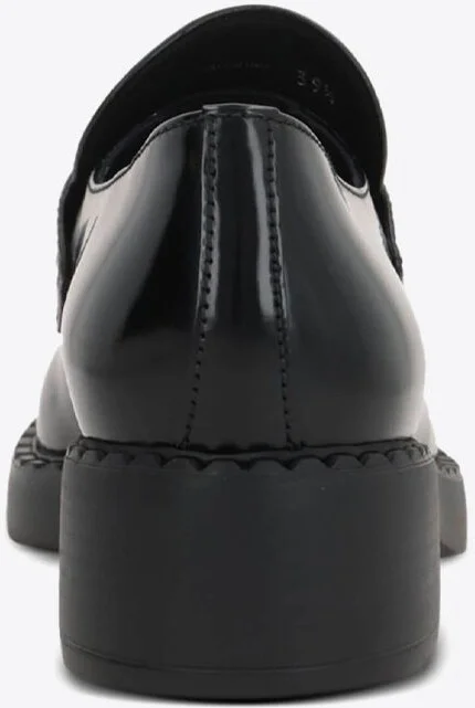 Logo Plaque Brushed Leather Loafers - Image 2
