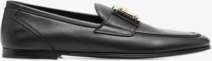 Logo Plaque Calf Leather Loafers